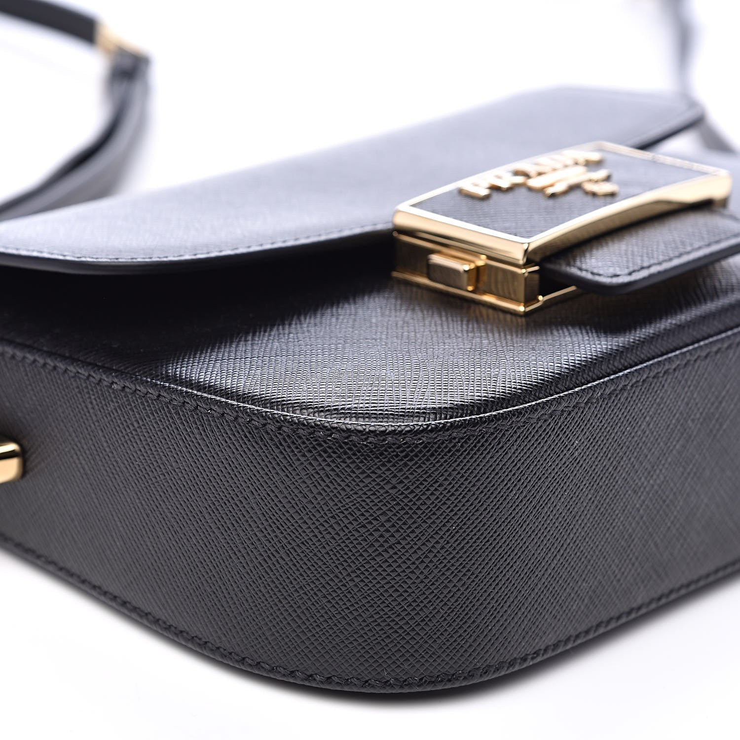 Prada Saffiano Lux Embleme Flap Shoulder Bag Black 7 of 8