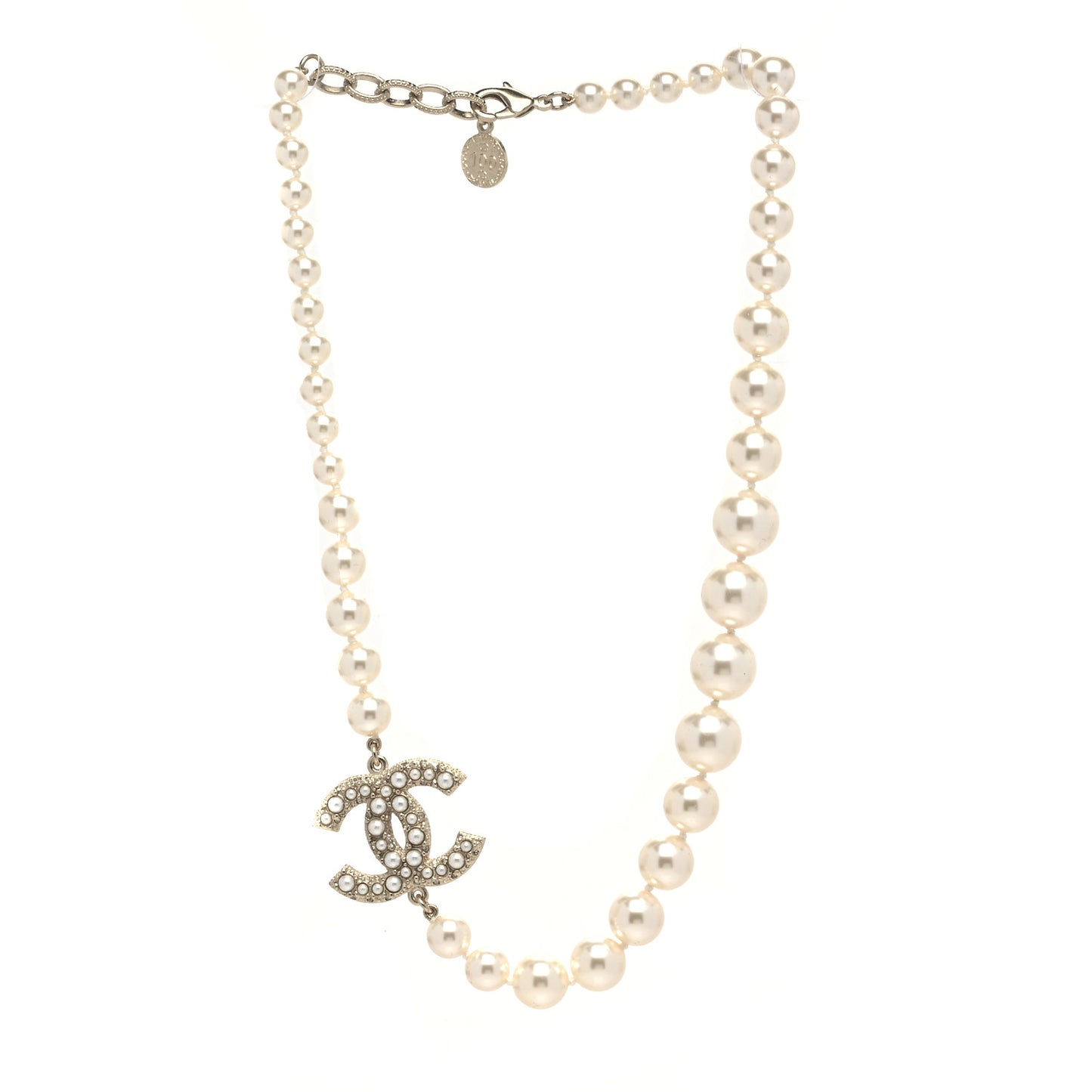 Pearl CC 100th Anniversary Necklace Light Gold