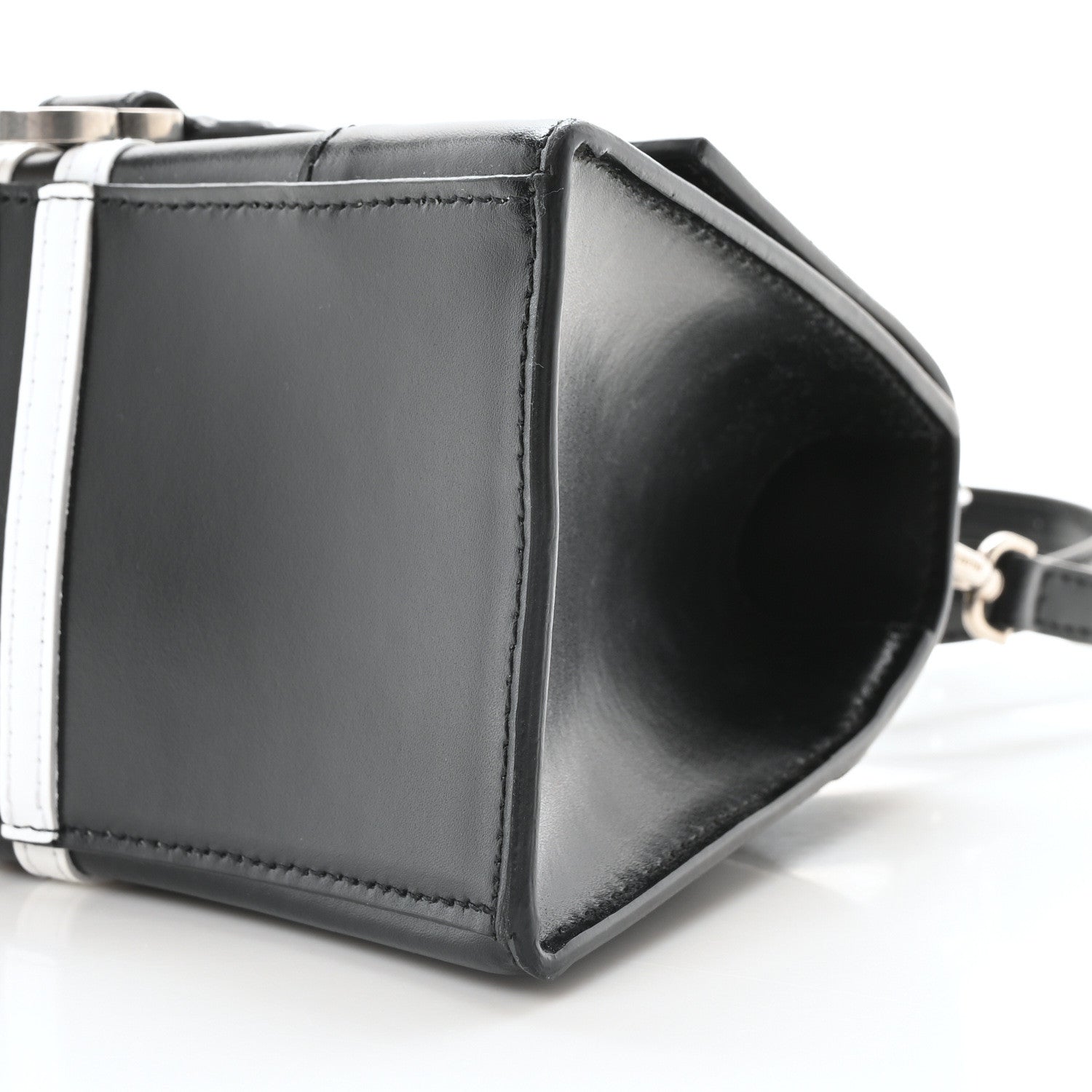Balenciaga X ADIDAS Shiny Box Calfskin Small Hourglass Top Handle Bag Black White 10 of 10