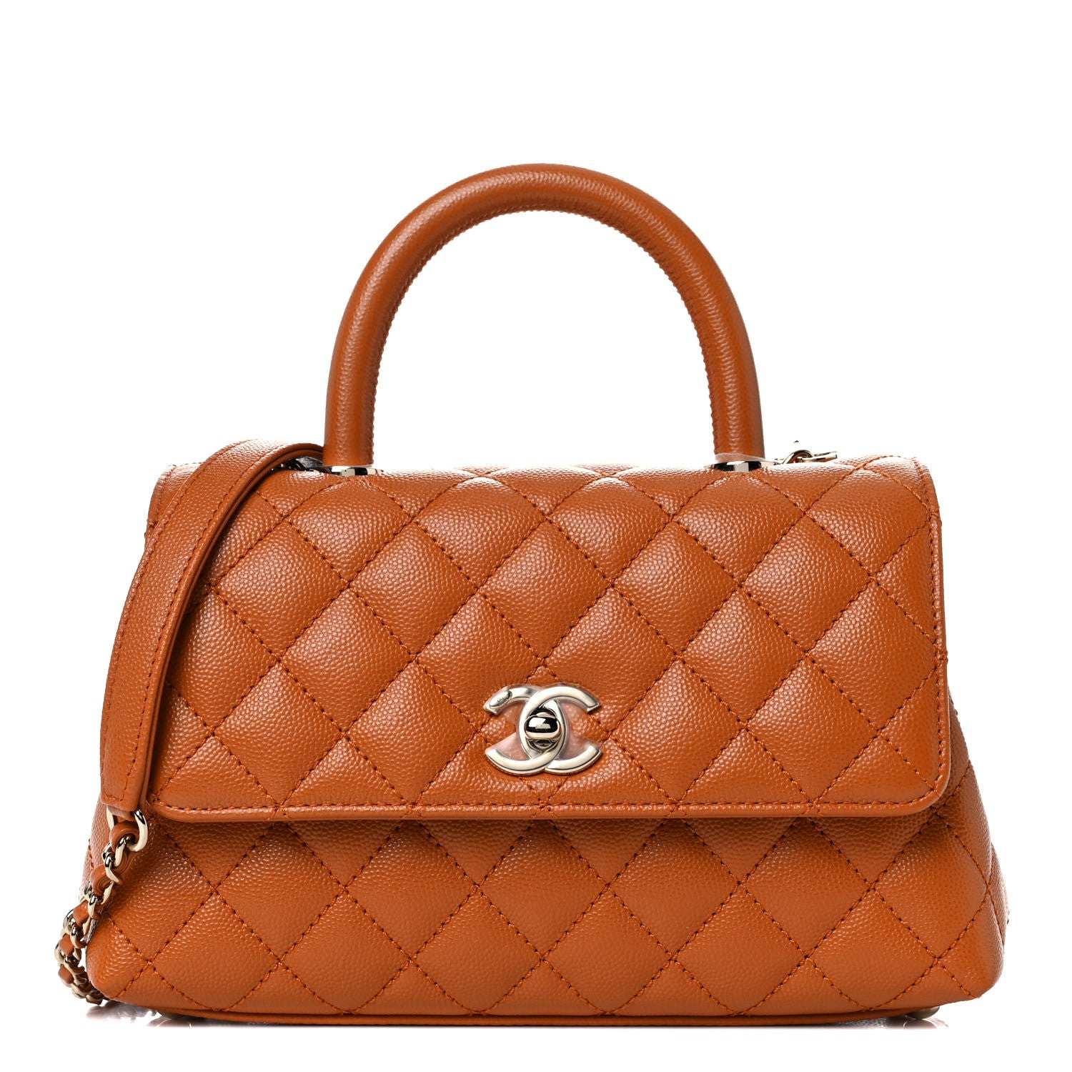 Chanel Caviar Quilted Mini Coco Handle Flap Light Brown 1 of 10