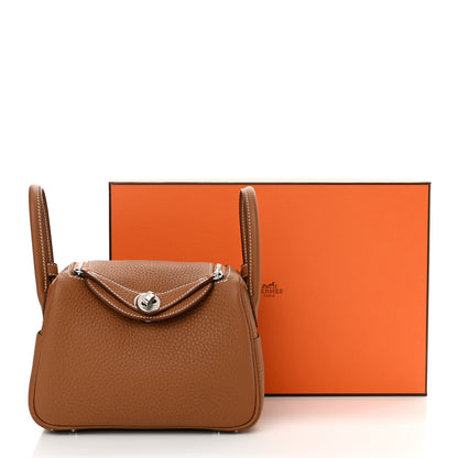 Hermes Taurillon Clemence Mini Lindy 20 Gold 11 of 11
