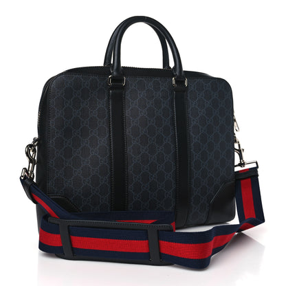 Gucci GG Supreme Monogram Appia Calfskin Web Briefcase Black 3 of 9