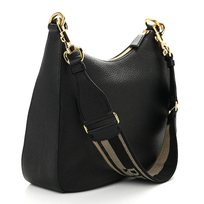 Prada Vitello Daino Soft Zippered Messenger Hobo Black 3 of 11
