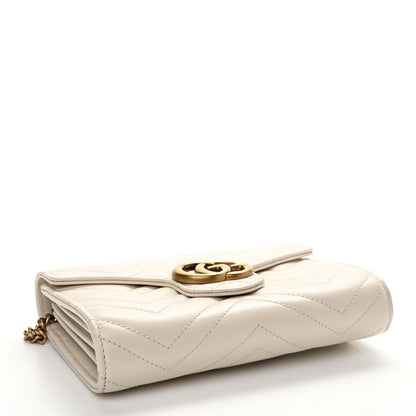 Gucci Calfskin Matelasse GG Marmont Chain Wallet Mystic White 6 of 17
