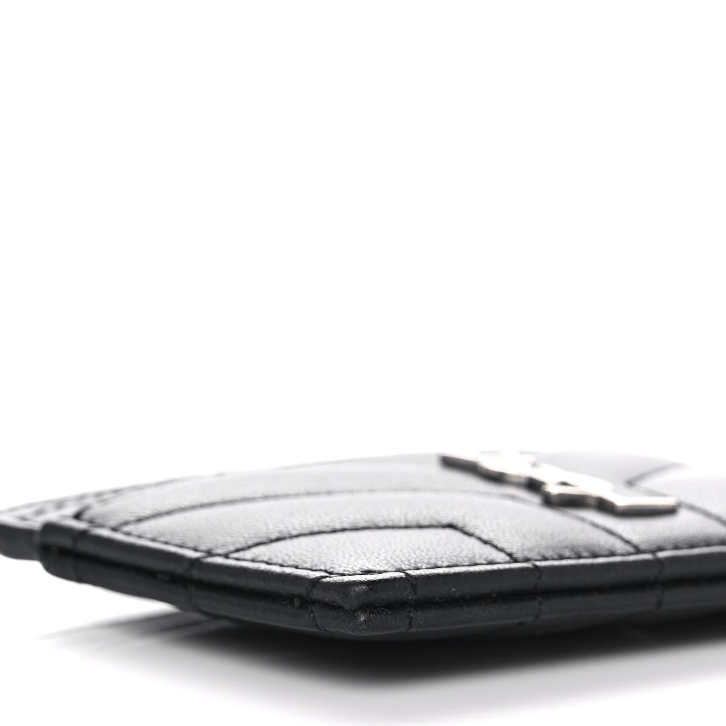Calfskin Y Quilted Monogram LouLou Credit Card Case Black
