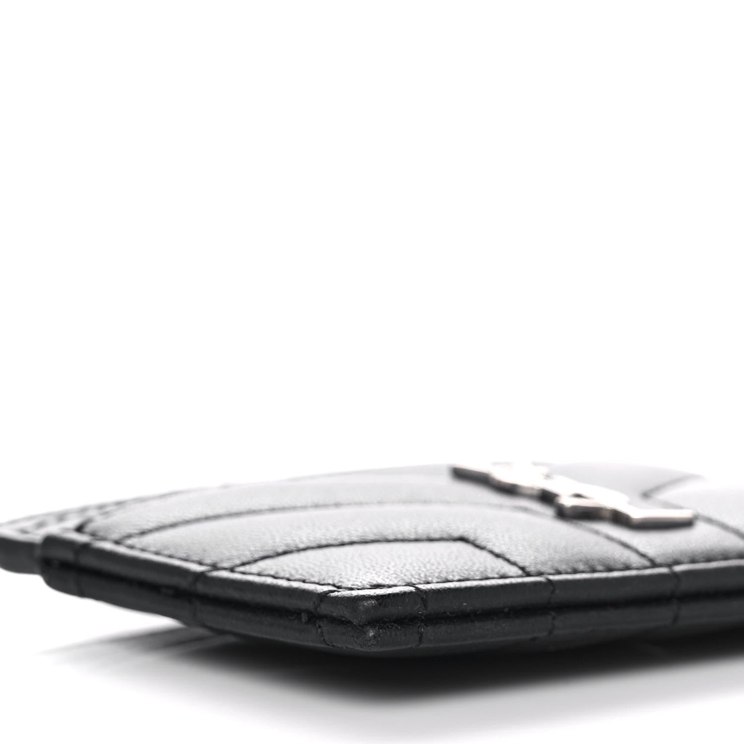 Saint Laurent Calfskin Y Quilted Monogram LouLou Credit Card Case Black 9 of 10