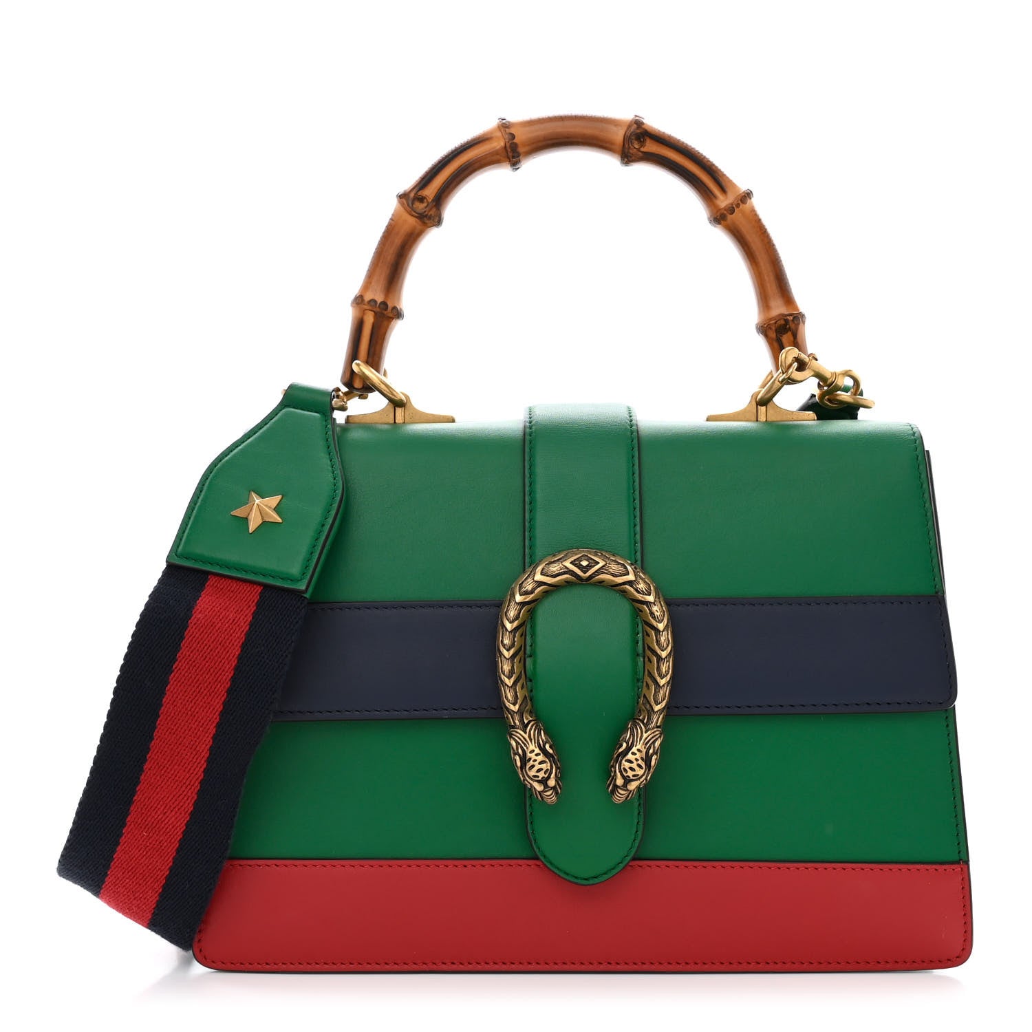 Gucci Moon Calfskin Web Medium Dionysus Bamboo Top Handle Bag