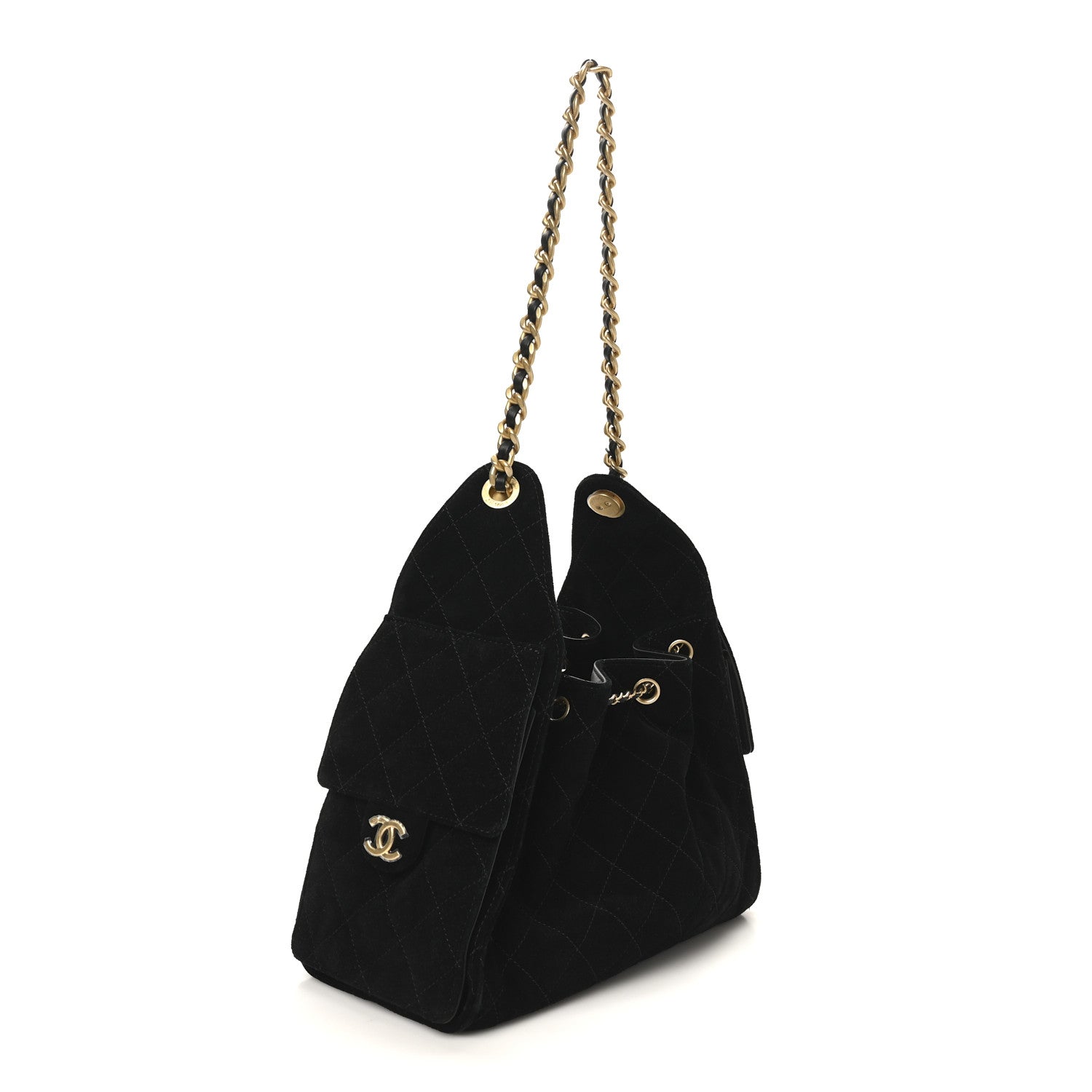 Chanel Suede Quilted Small Chanel 25 Handbag Black 3 of 11