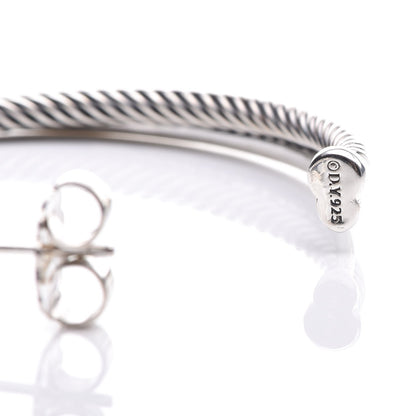 David Yurman Sterling Silver Diamond Extra Large Crossover Hoop Earrings 3 of 5