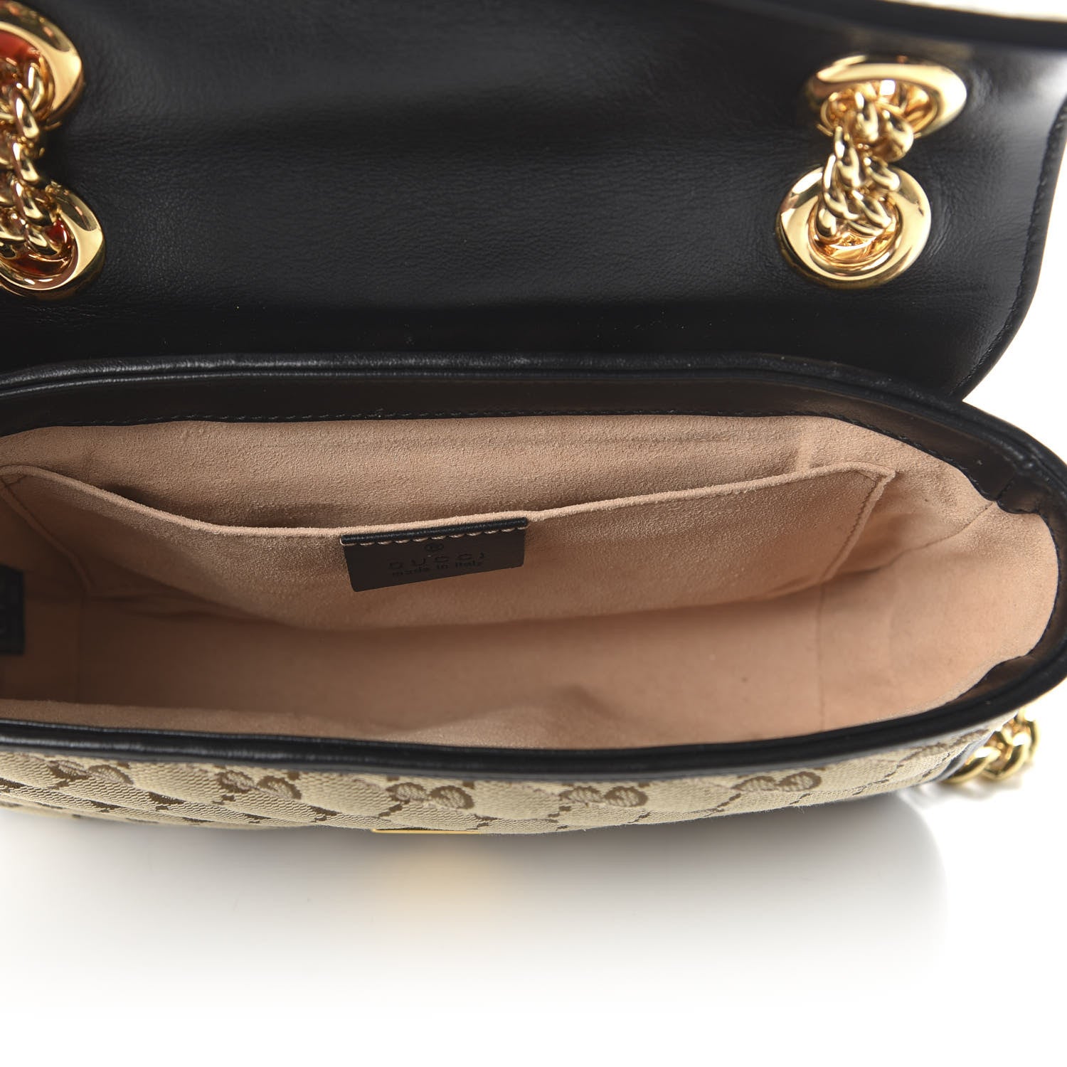 Gucci Monogram Matelasse Diagonal Mini GG Marmont Shoulder Bag Beige Black 5 of 10