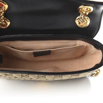 Gucci Monogram Matelasse Diagonal Mini GG Marmont Shoulder Bag Beige Black 5 of 10