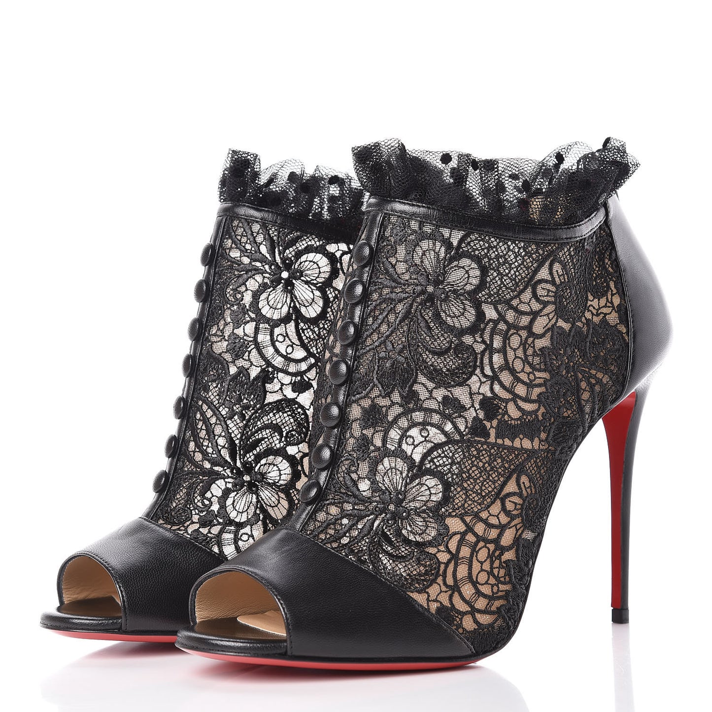 Lace Kid Henrietta 100 Booties 39.5 Black