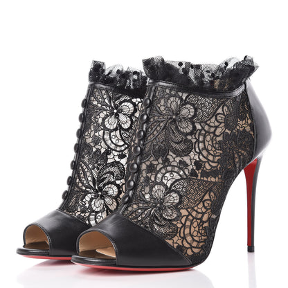 Christian Louboutin Lace Kid Henrietta 100 Booties 39.5 Black 3 of 8