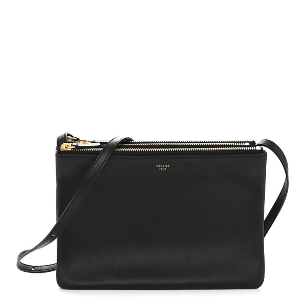 Celine Lambskin Large Trio Crossbody Bag Black 1801602 – FASHIONPHILE
