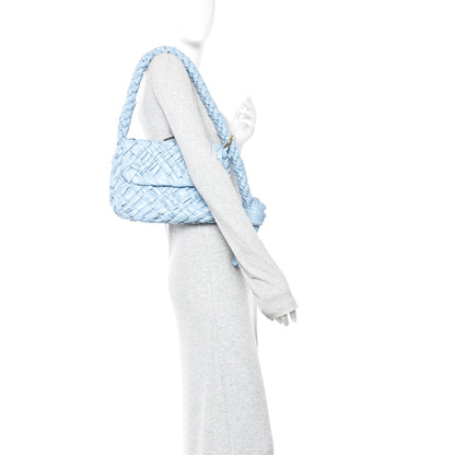 Bottega Veneta Calfskin Foulard Intreccio Kalimero Città Shoulder Bag Ice 2 of 12