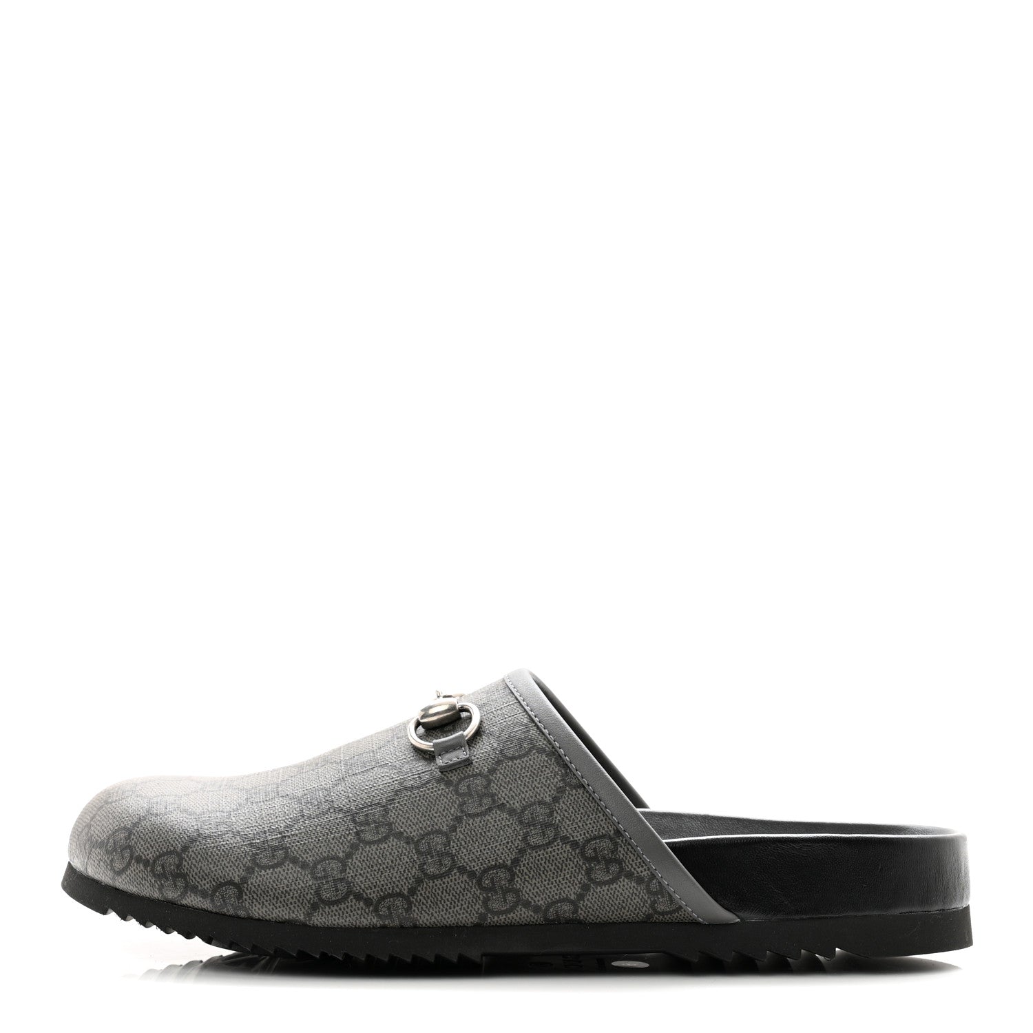Gucci GG Supreme Monogram Granada Kid Mens Horsebit Lug Sole Mules 8 Grey Black 1 of 8