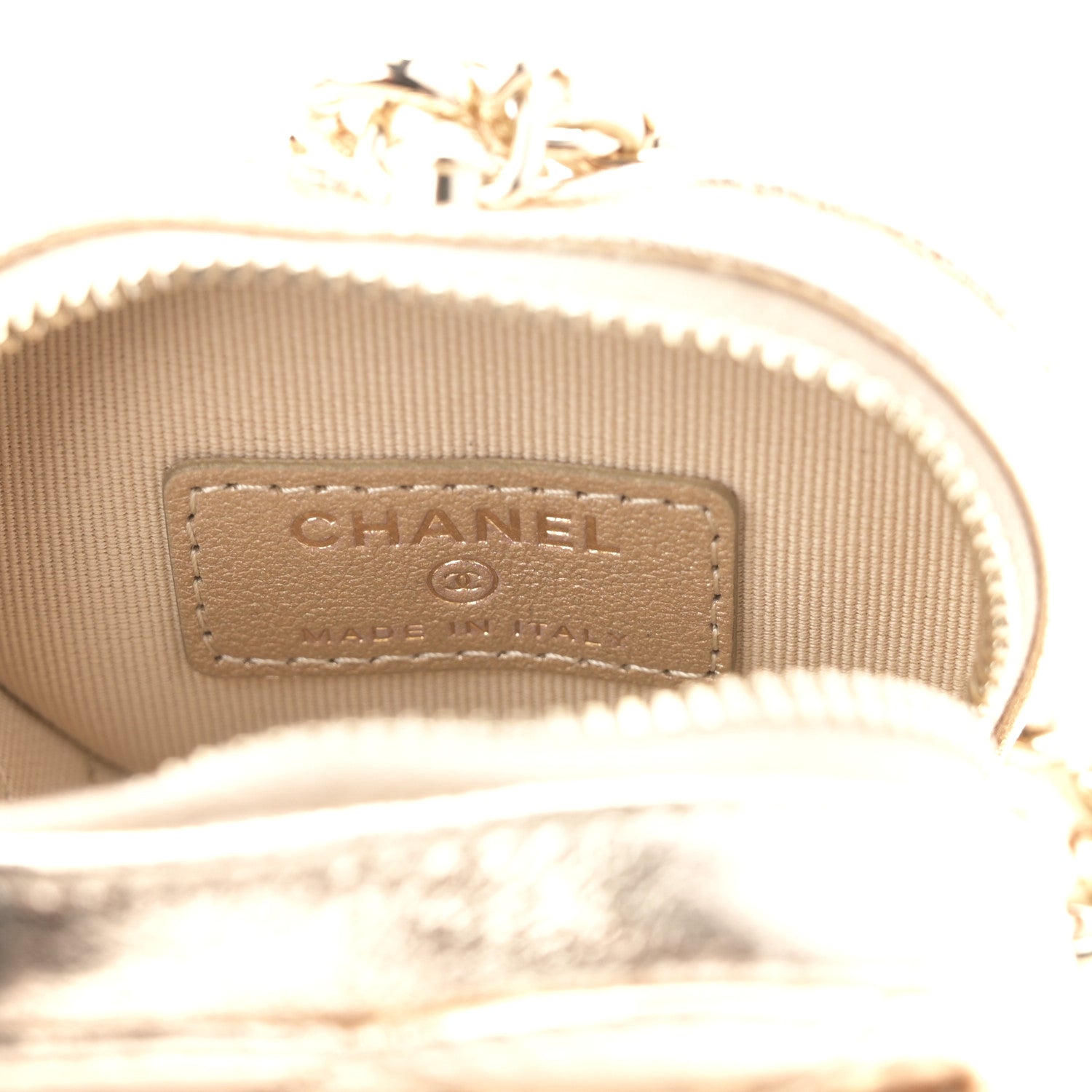Chanel Metallic Lambskin Quilted CC In Love Mini Heart Bag Charm Gold 6 of 8