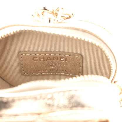 Chanel Metallic Lambskin Quilted CC In Love Mini Heart Bag Charm Gold 6 of 8