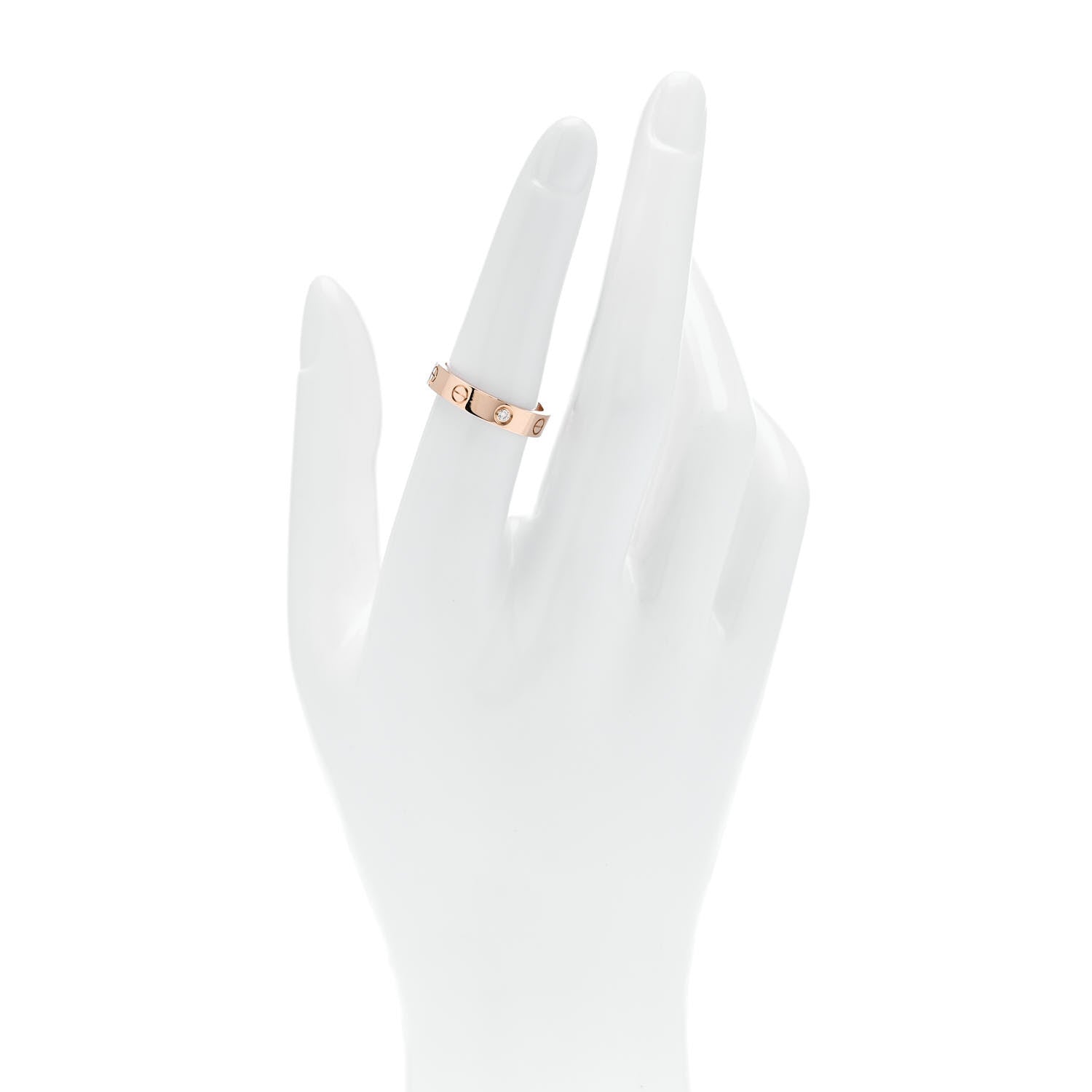Cartier 18K Pink Gold Diamond 4mm LOVE Wedding Band Ring 53 6.5 2 of 5