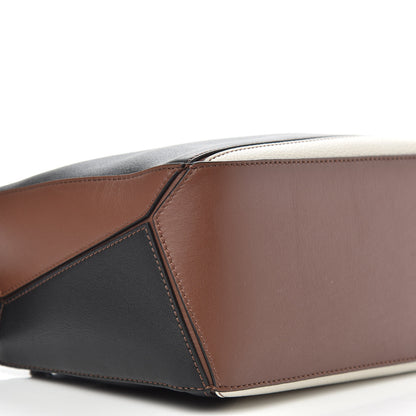 Loewe Calfskin Small Puzzle Bag Brunette Soft White Black 10 of 11
