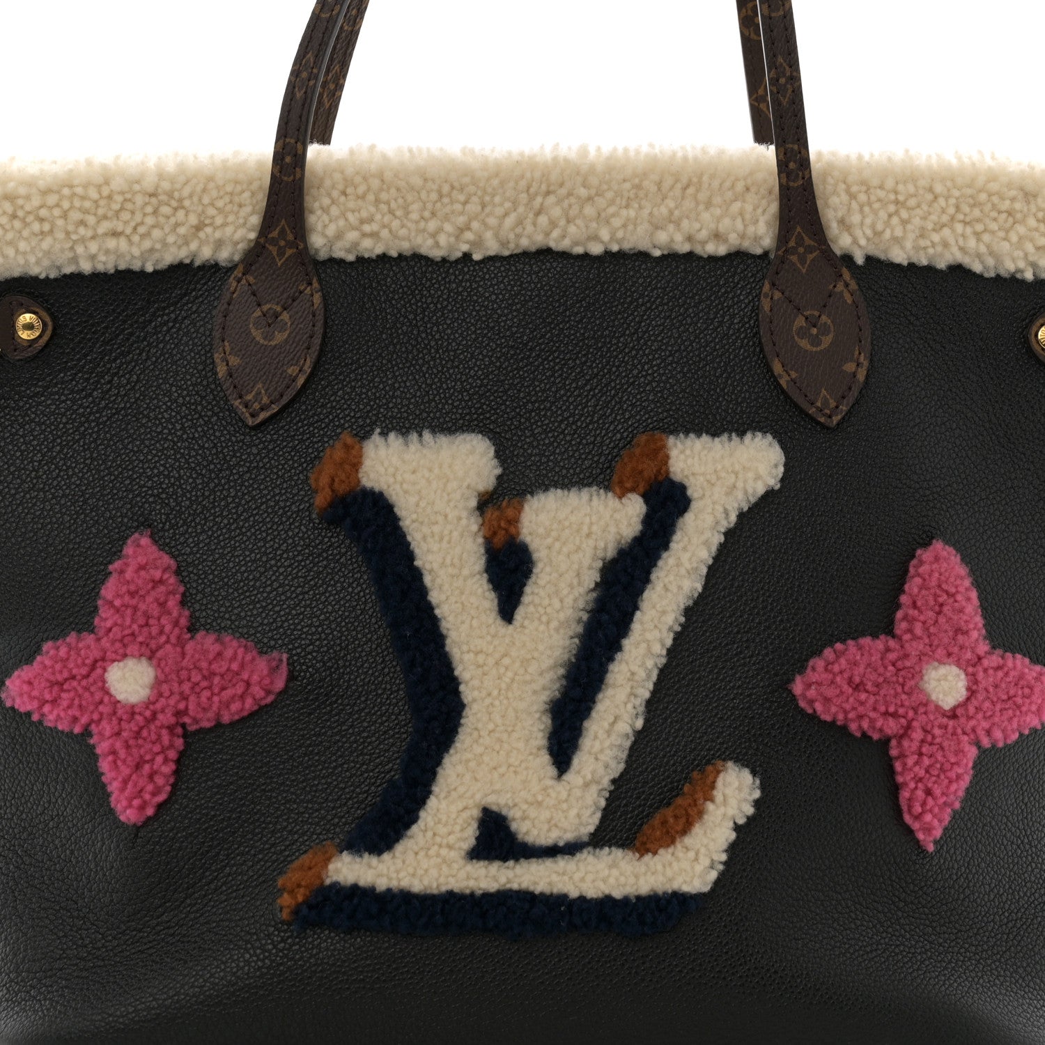Louis Vuitton Calfskin Monogram Teddy Neverfull MM Black 8 of 14