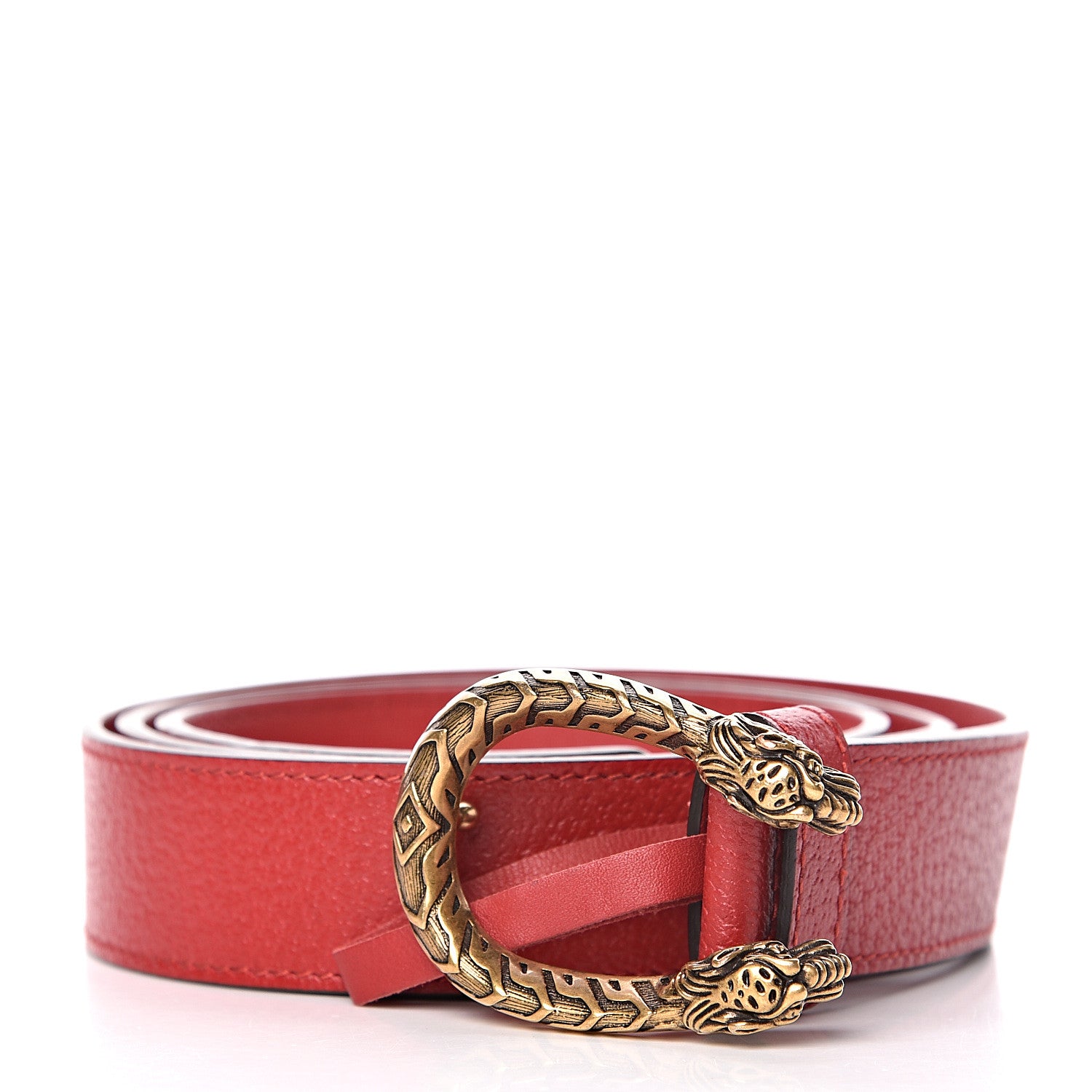 Gucci Textured Calfskin Dionysus 30mm Belt 95 38 Hibiscus Red 1 of 8