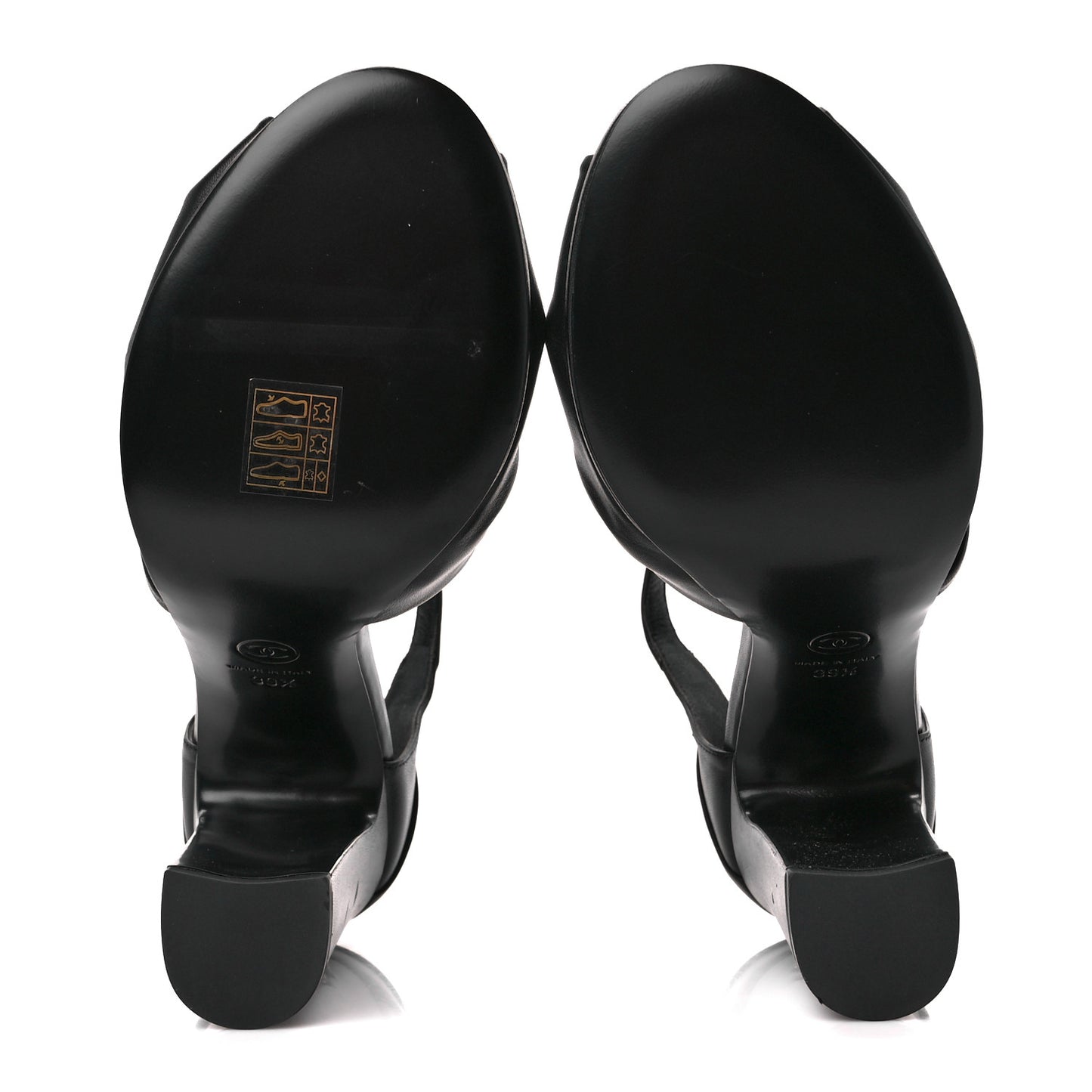 Lambskin Pearl CC Sandals 39.5 Black