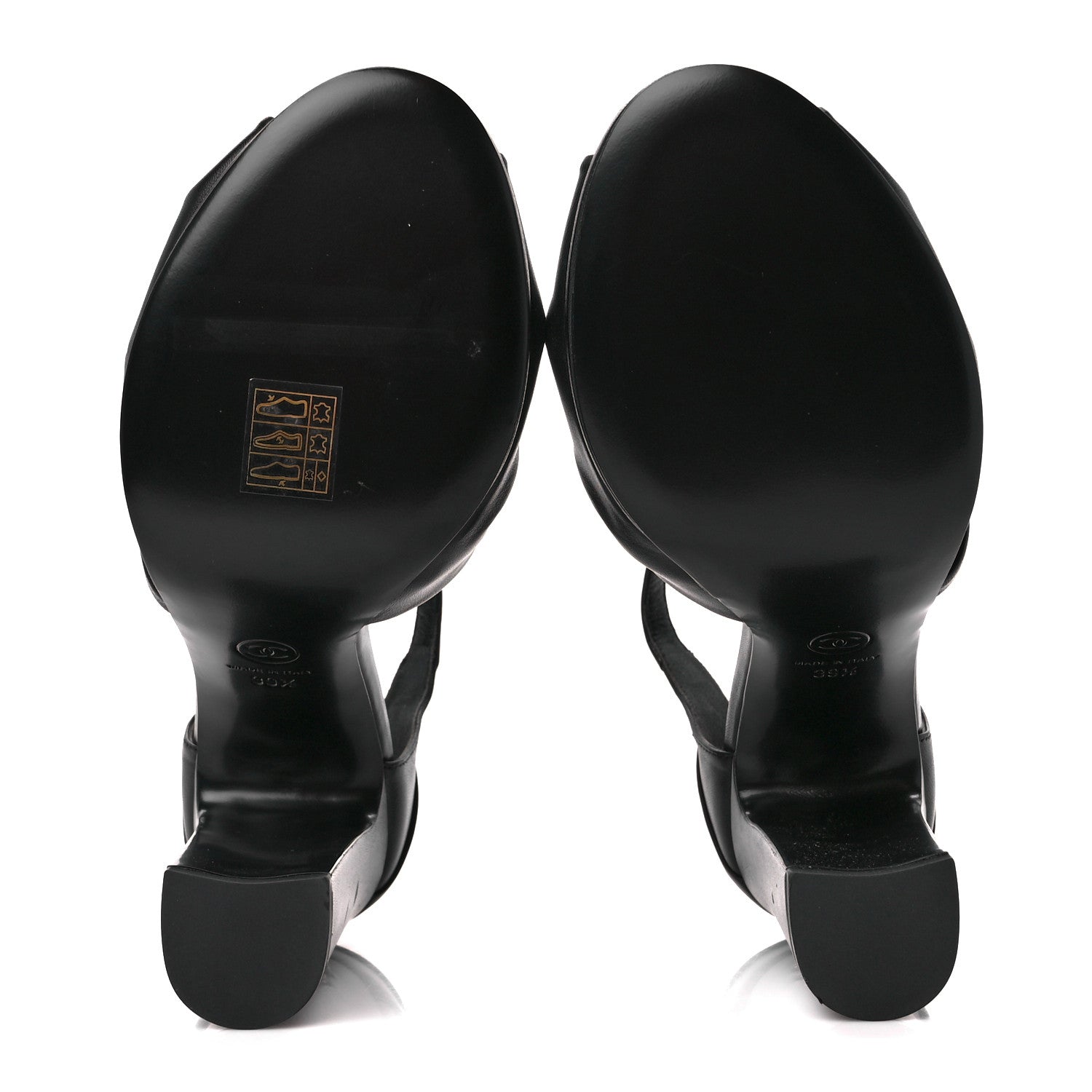 Chanel Lambskin Pearl CC Sandals 39.5 Black 5 of 9