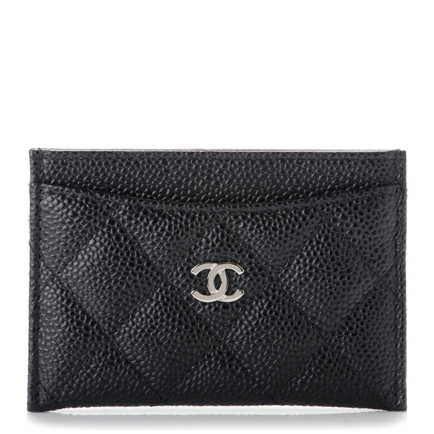 Caviar Quilted Card Holder Black