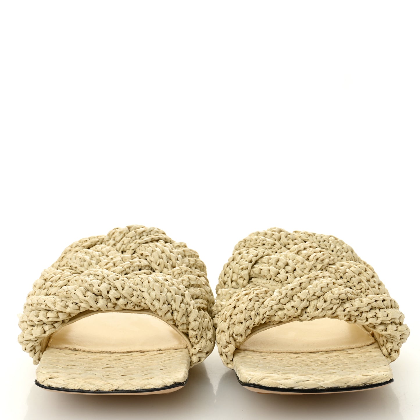 Raffia Intrecciato Lido Flat Sandals 36 Cane Sugar