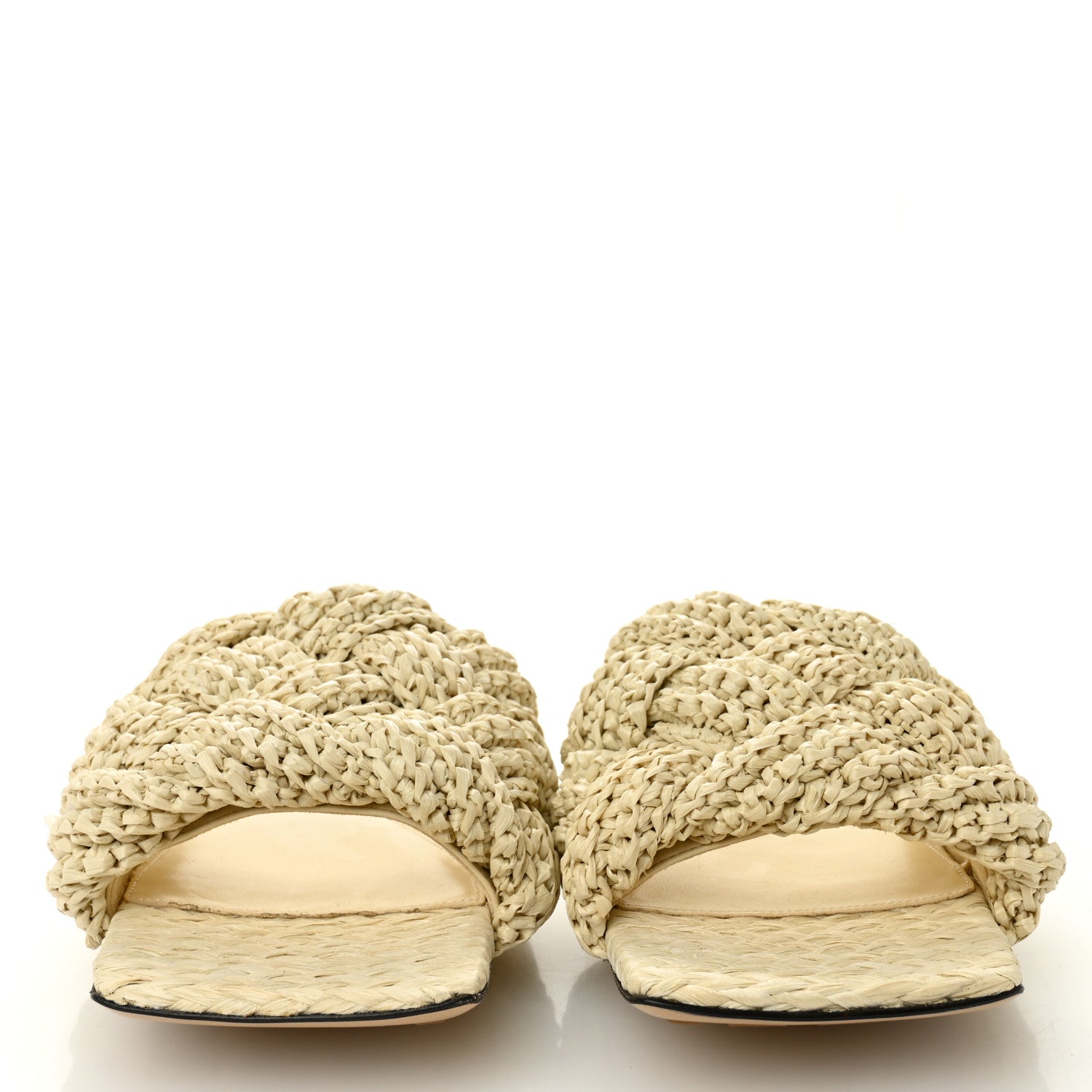 Bottega Veneta Raffia Intrecciato Lido Flat Sandals 36 Cane Sugar 2 of 8