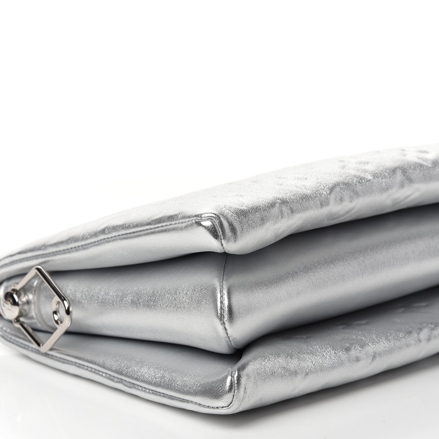 Metallic Lambskin Embossed Monogram Coussin PM Silver