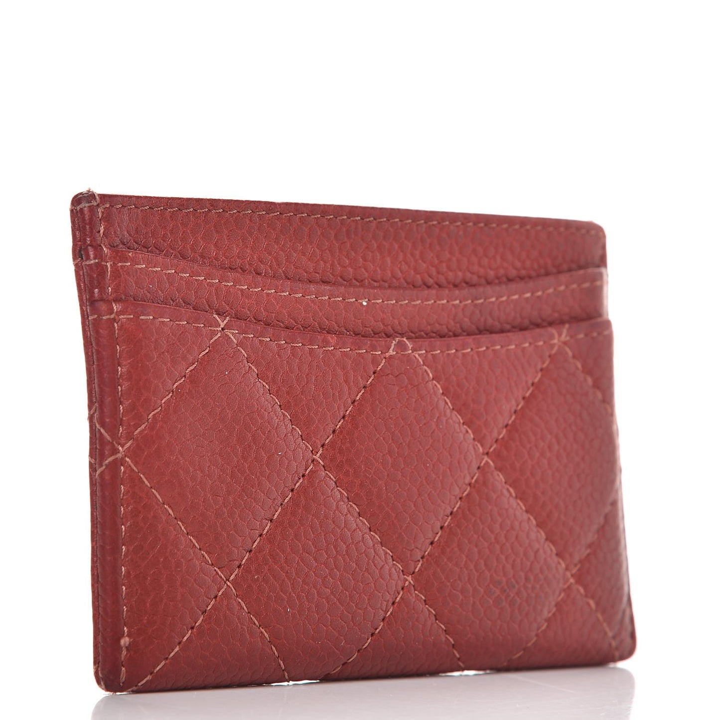 Caviar Quilted Card Holder Red
