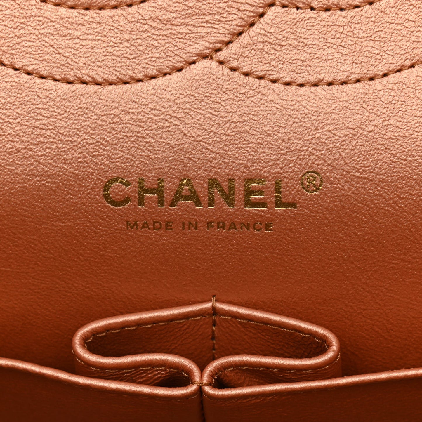 Metallic Lambskin Quilted Jumbo Double Flap Copper