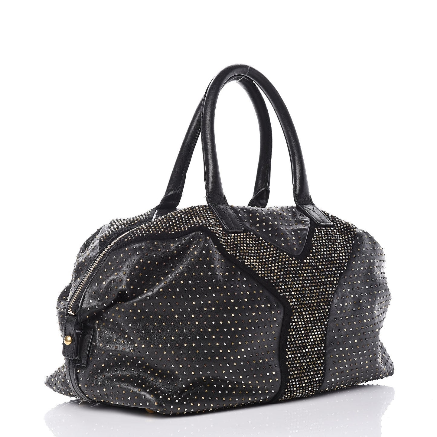 Calfskin Rock Studded Easy Sac Black