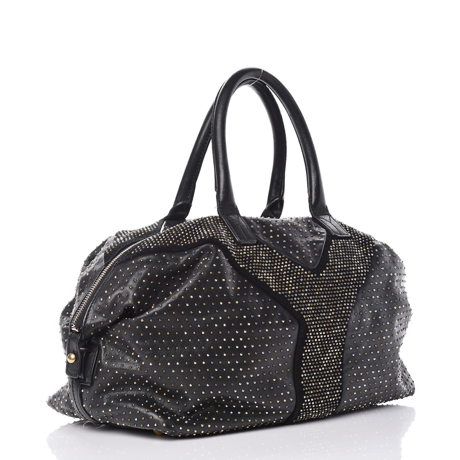 Saint Laurent Calfskin Rock Studded Easy Sac Black 3 of 14