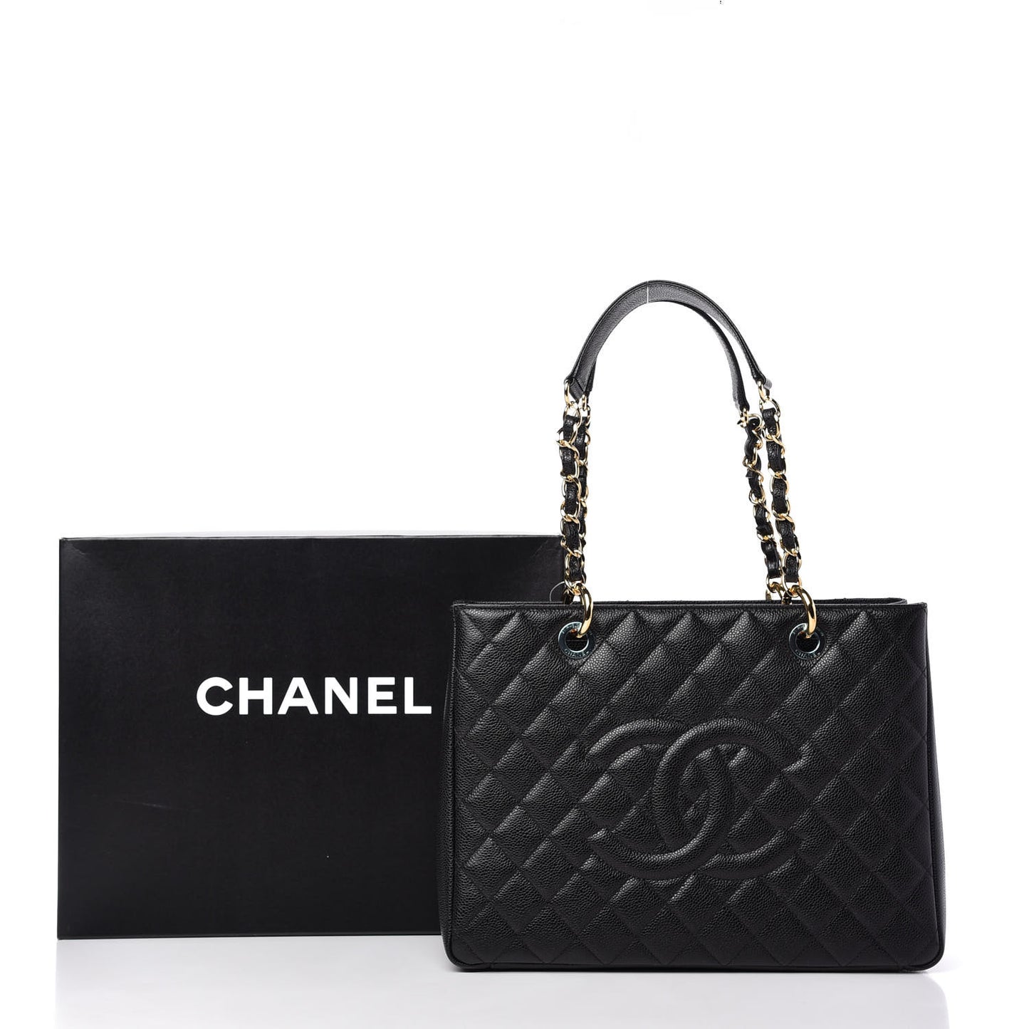 Caviar Quilted Grand Shopping Tote GST Black