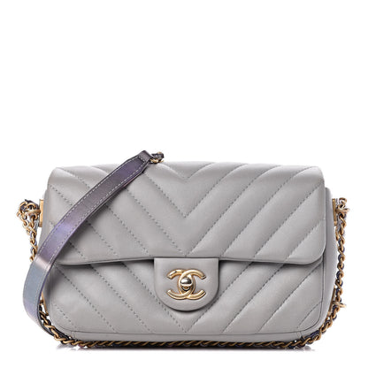 Chanel Lambskin Chevron Quilted Small Single Flap Grey 1 of 9