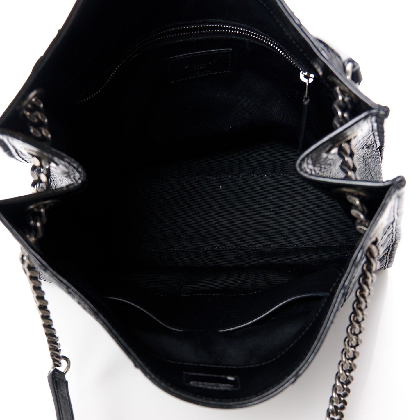 Crinkled Calfskin Matelasse Monogram Medium Niki Shopper Tote Black