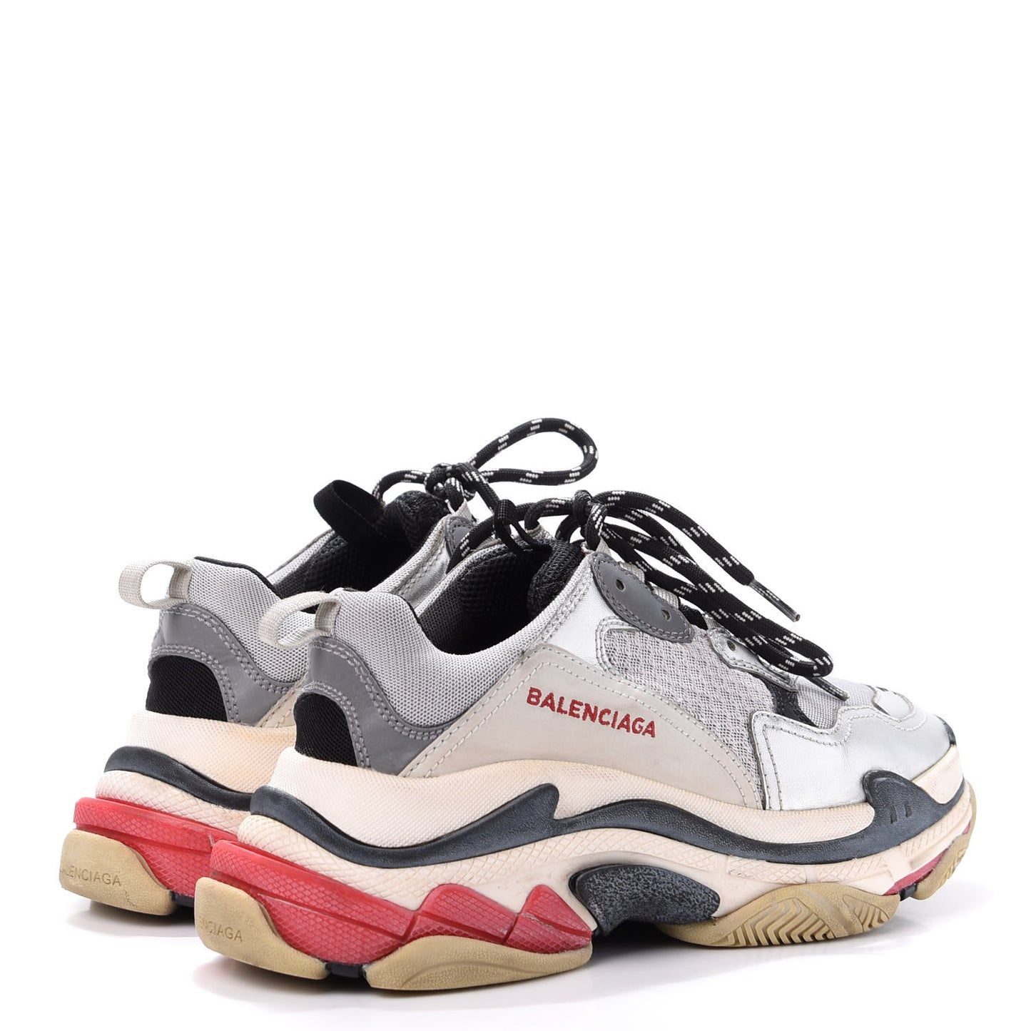 Mesh Nubuck Womens Triple S Sneakers 38 Black Argent