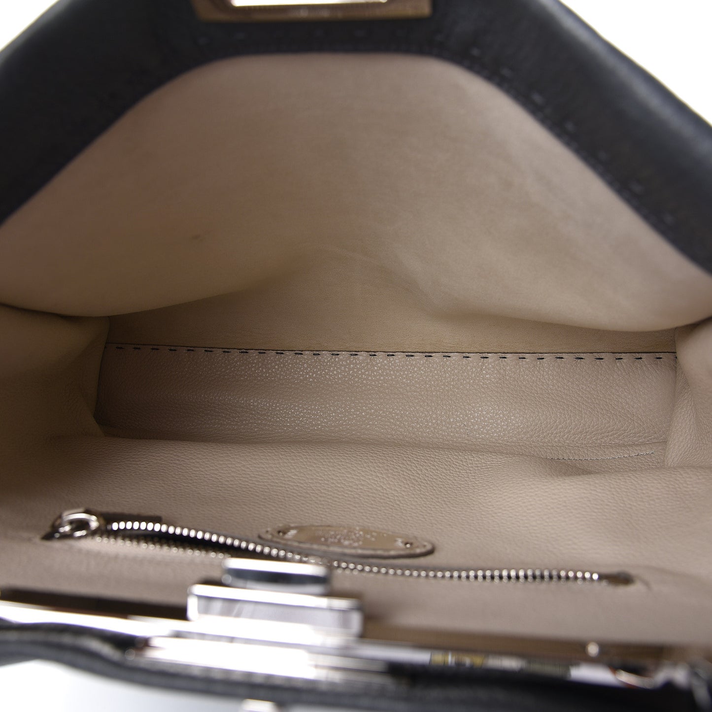 Cuoio Romano Selleria Bi-Color Large Peekaboo Iconic Satchel Asfalto Latte
