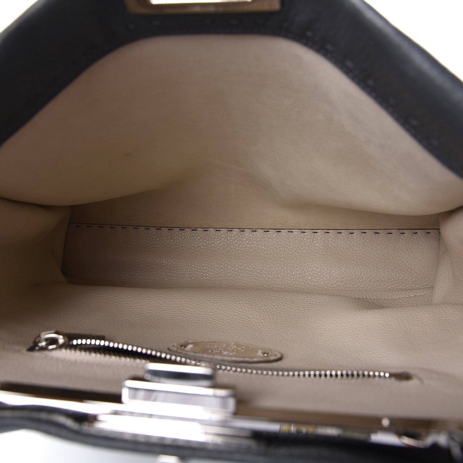 Fendi Cuoio Romano Selleria Bi-Color Large Peekaboo Iconic Satchel Asfalto Latte 6 of 11