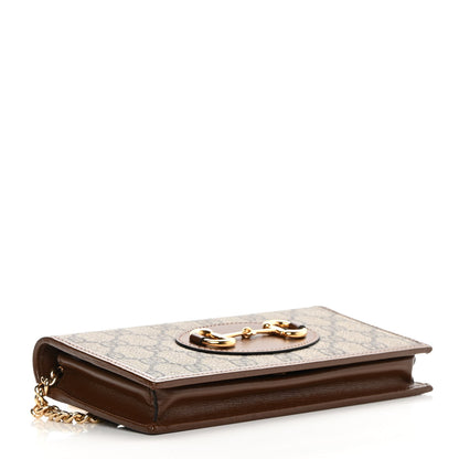Gucci GG Supreme Monogram Azalea Calfskin Horsebit 1955 Wallet On Chain Beige Ebony Brown Sugar 4 of 11