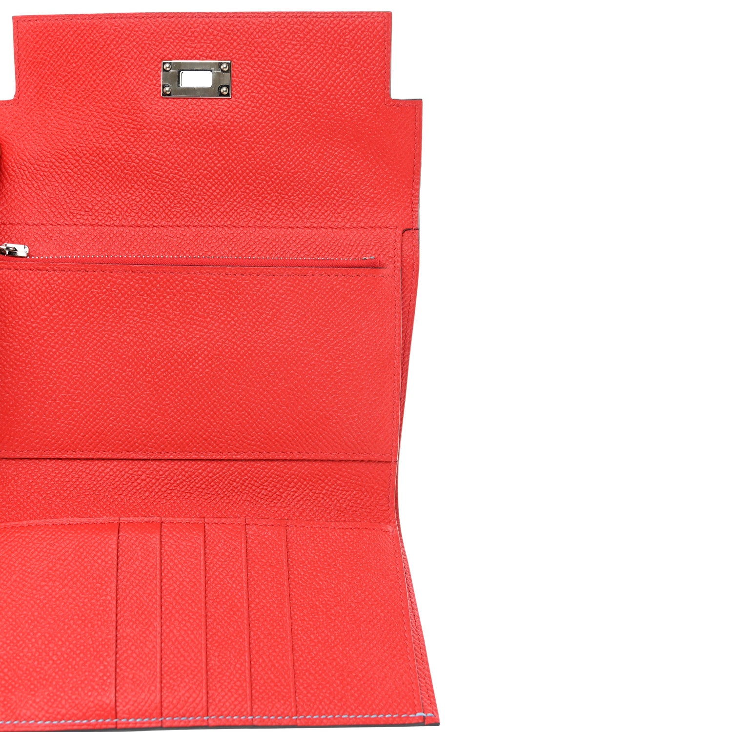 Hermes Epsom Verso Medium Kelly Wallet Bleu Du Nord Rouge De Coeur 5 of 7