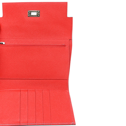 Hermes Epsom Verso Medium Kelly Wallet Bleu Du Nord Rouge De Coeur 5 of 7