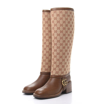 Gucci GG Monogram Calfskin Lola Tall Boots 36 Beige Ruggine Cuir 3 of 6