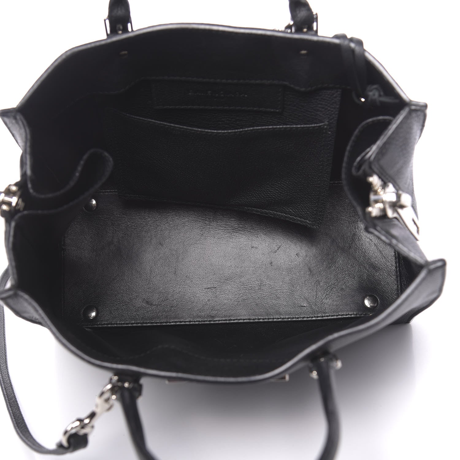 Balenciaga Grained Calfskin Plate Hardware Papier A6 Zip Around Tote Black 5 of 12