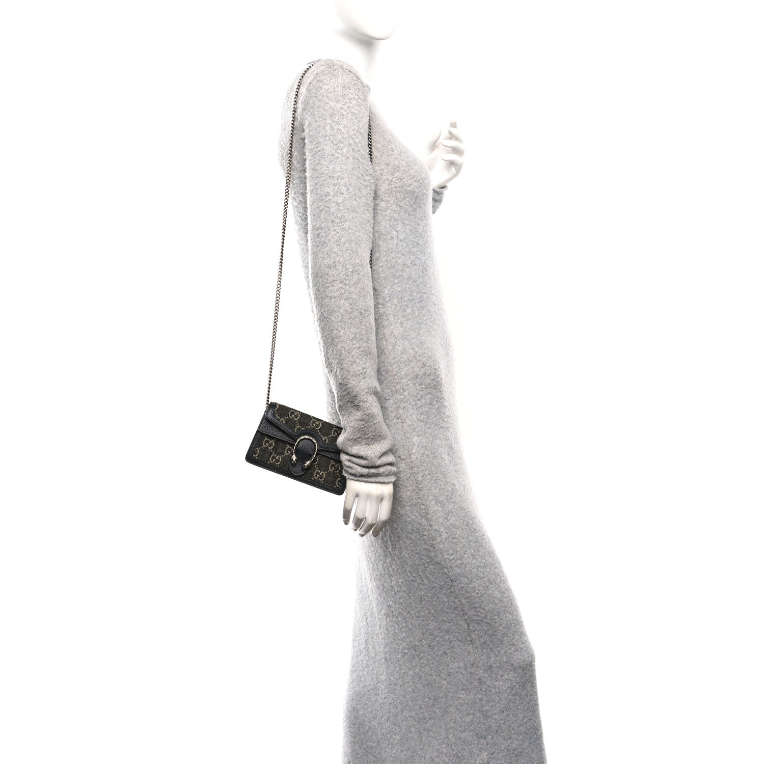 Gucci Jacquard Black Denim GG Monogram Super Mini Dionysus Shoulder Bag Black Ivory 2 of 9