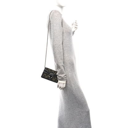 Gucci Jacquard Black Denim GG Monogram Super Mini Dionysus Shoulder Bag Black Ivory 2 of 9