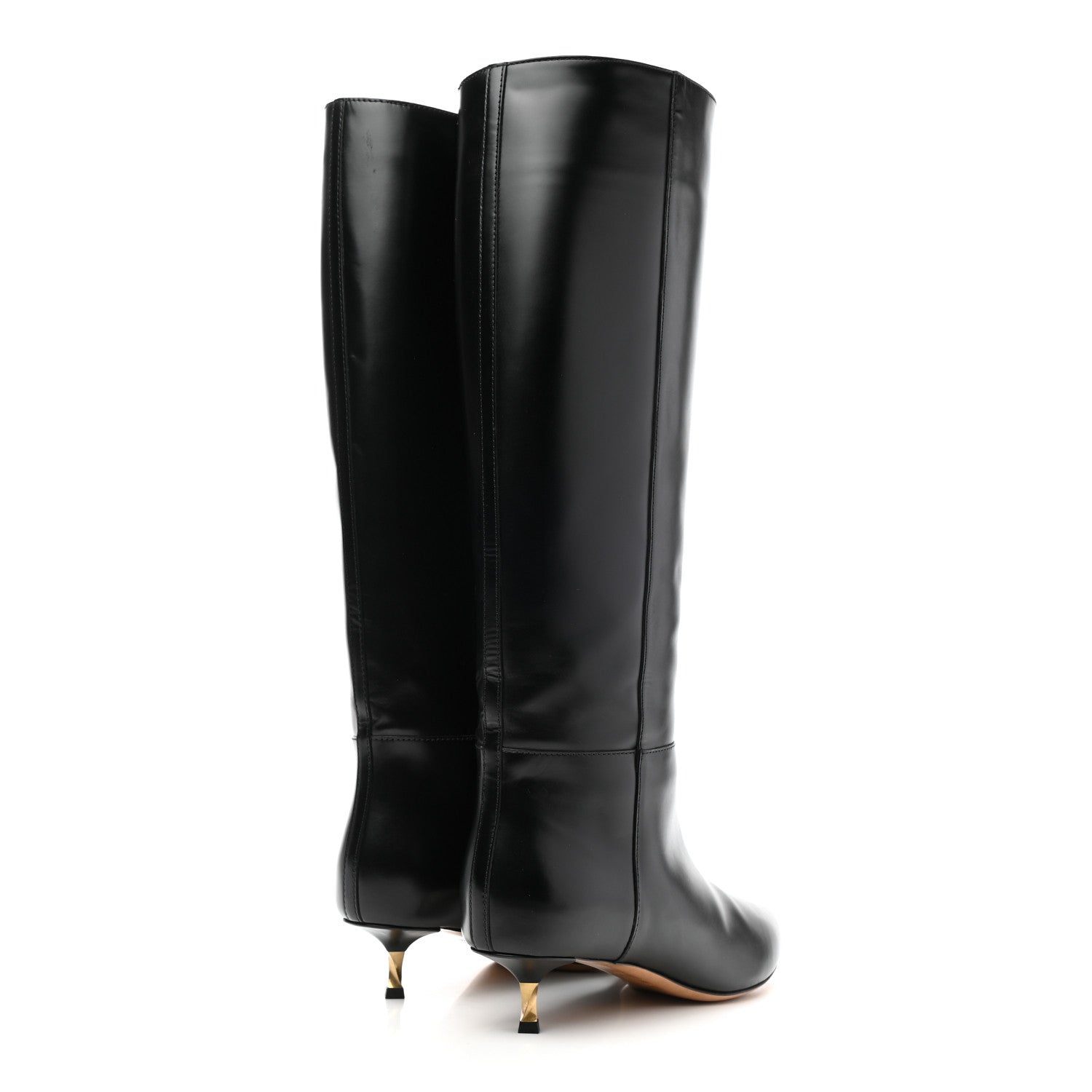 Valentino Garavani Calfskin Knee High Kitten Heel Boots 38.5 Black 4 of 7